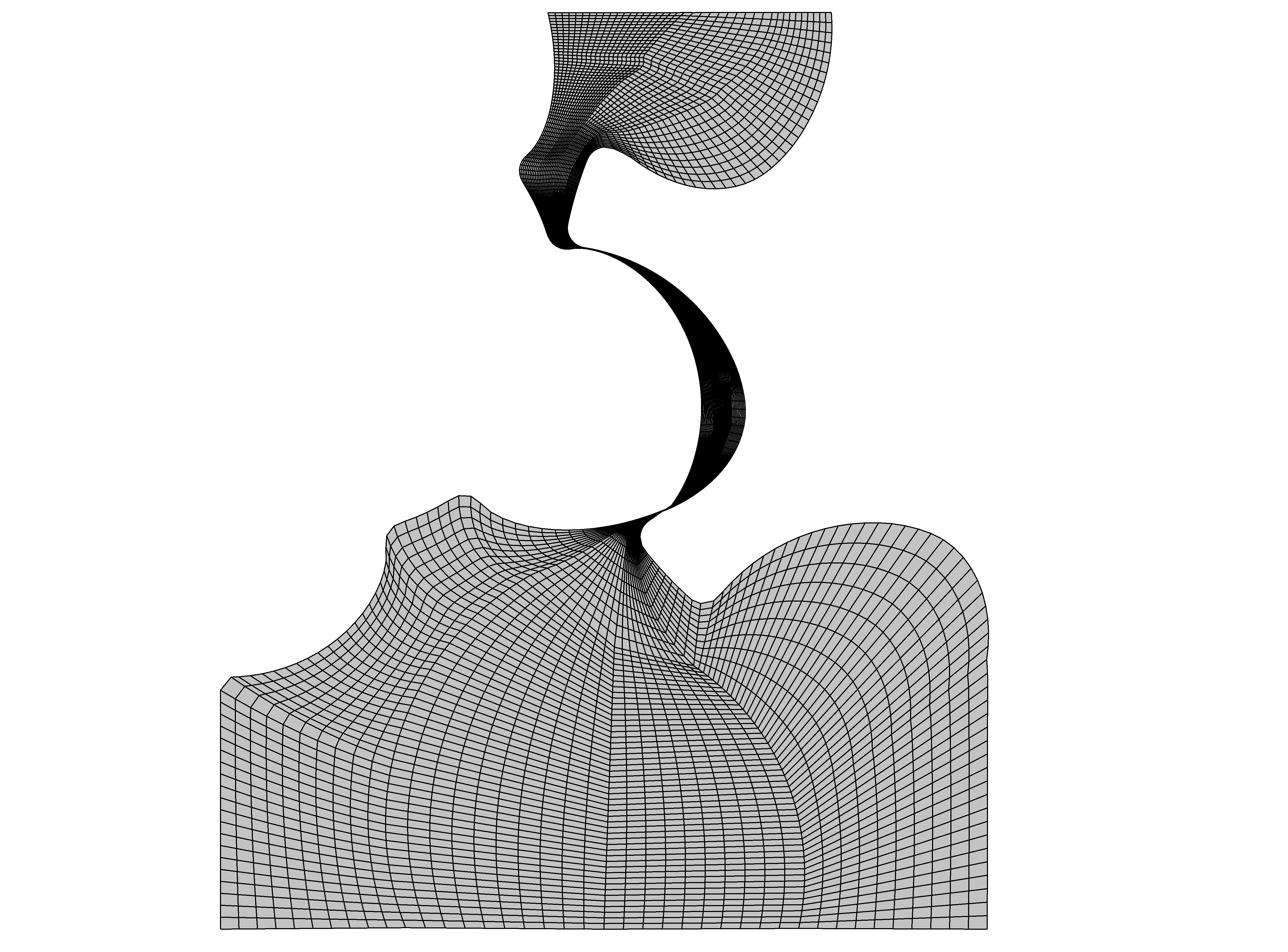Simulation of the flow through the SRM profile intermesh clearance: Illustration of the coarse grid without inflation layer towards the walls (1)